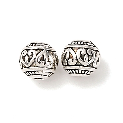 Античное Серебро Сплавочные овальные бусины тибетского стиля , круглые с сердца шаблона, античное серебро, 7.5 мм, отверстие : 2 мм