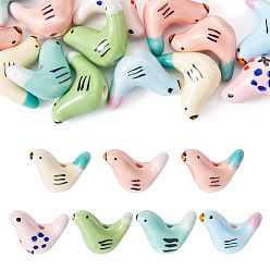 (52) Непрозрачная лаванда 14шт 7 цвета фарфоровые бусины ручной работы, птица, пастельный фарфор, разноцветные, 16.5x20x9.5 мм, отверстие : 2 мм, 2 шт / цвет