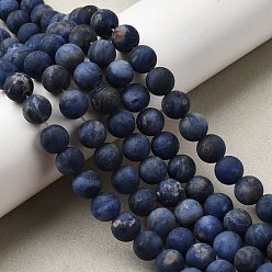 Содалитовое Природный содалит бисер нитей, матовые, круглые, 8~8.8 мм, отверстие : 1.2 мм, около 45~47 шт / нитка, 14.57'' (37 см) ~ 14.96'' (38 см)