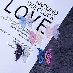 (52) Непрозрачная лаванда Кабошоны из светящейся непрозрачной смолы, крыло бабочки с розой, с блеском порошок, светится в темноте, разноцветные, 40x38x8 мм