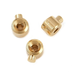 Настоящее золото 24K Зажимные бусины из латуни, без кадмия и без свинца, плоско-круглые, реальный 24 k позолоченный, 3.5x2.5x2 мм, отверстие : 0.8 мм