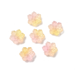 Лимонный шифон Стеклянные бусины, снежинка, два тона, лимонный шифон, 10x11x3.5 мм, отверстие : 1.4 мм