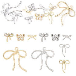 Платиновый & Золотой 10 шт 10 стили подвески из сплава, бантом, платиной и золотом, 12~47.5x17~42.5x1.5~7 мм, отверстие : 1~3 мм, 1 шт / стиль