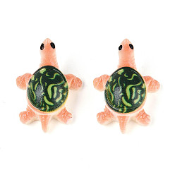 Легкий Лосось Непрозрачная смола декодирует кабошоны, черепаха, светлый померанцевый, 30.5~31.5x24.5x16.5 мм