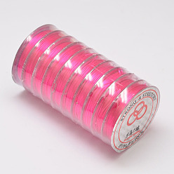 Deep Pink Flat Elastic Crystal String, Elastic Beading Thread, for Stretch Bracelet Making, Deep Pink, 0.8mm, about 10.93 yards(10m)/roll