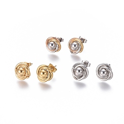Mixed Color 304 Stainless Steel Stud Earrings, Hypoallergenic Earrings, with Ear Nuts, Mixed Color, 11.5mm, Pin: 0.8mm, 6pairs/card