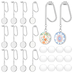 Stainless Steel Color DIY Earring Making Kits, including Flat Round 304 Stainless Steel Stud Earring Findings and Glass Cabochons, Stainless Steel Color, 44x21mm