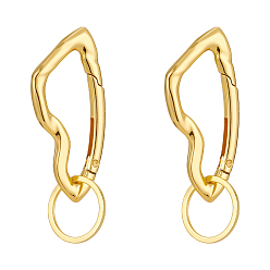 Золотой 2шт. сплав пружинных затворных колец, с раздельными брелоками, золотые, 77x36x5.5 мм