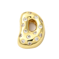 Letter D Покрытие стойки латунь микро паве прозрачные перданты из кубического циркония, без кадмия и без свинца, долговечный, реальный 18 k позолоченный, Буква D, 22x16x6 мм, отверстие : 4x3 мм