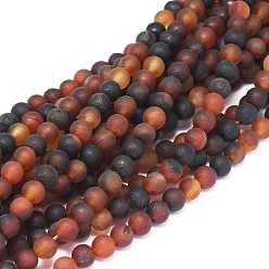 Натуральный Агат Природный агат бисер нитей, матовые, окрашенная и подогревом, круглые, 6~6.5 мм, отверстие : 1 мм, около 64 шт / нитка, 14.37 дюйм (36.5 см)