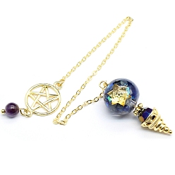 Ляпис-Лазурь Натуральный лазурит лазурит маятник большие подвески, неокрашенными, с позолоченными металлическими находками, конус очарование, 220 мм