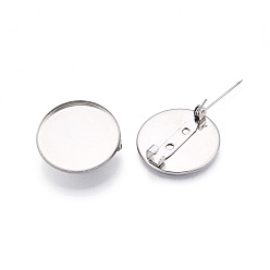 Нержавеющая Сталь Цвет 304 брошь из нержавеющей стали, кабошон., плоско-круглые, цвет нержавеющей стали, 26.5 мм