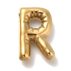 Letter R Вакуумное покрытие pvd 304 подвески из нержавеющей стали, реальный 18 k позолоченный, буквенное очарование, Буква R, 19x13 мм, отверстие : 2 мм