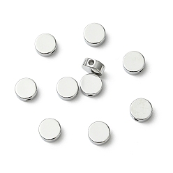 Real Platinum Plated SHEGRACE Brass Beads, Cadmium Free & Nickel Free & Lead Free, Flat Round, Real Platinum Plated, 6x2.5mm, Hole: 1.2mm