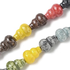 Couleur Mélangete Perles de porcelaine vintage faites à la main, fantaisie porcelaine émaillée antique, gourde, couleur mixte, 12.5x9mm, Trou: 1.6mm