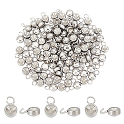 Stainless Steel Color 100Pcs 304 Stainless Steel Pendant Rhinestone Settings, Flat Round, Stainless Steel Color, 7x4x2.5mm, Hole: 1.6mm