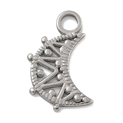 Нержавеющая Сталь Цвет Антикоррозийные 304 подвески из нержавеющей стали, лунное очарование, цвет нержавеющей стали, 20x12.5x1.4 мм, отверстие : 3.2 мм