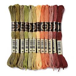 (52) Непрозрачная лаванда 12 моточки 12 цвета 6 многослойная полиэфирная нить для вышивания, нитки для вышивки крестом, серия осенних цветов, разноцветные, 0.5 мм, около 8.75 ярдов (8 м) / моток, 12 мотков/набор