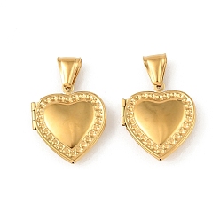Real 20K Gold Plated 316 подвески из нержавеющей стали Locket, с 304 защелкивающимися дужками из нержавеющей стали, подвесками-рамками для фотографий из нержавеющей стали, ионное покрытие (ip), сердце прелести, реальный 20 k позолоченный, 23.5x21.5x6 мм, отверстие : 9x4.5 мм, внутренний диаметр: 14x14.5 мм