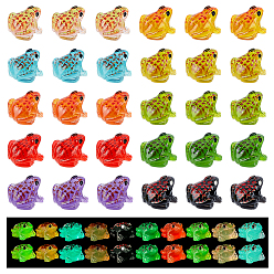 Couleur Mélangete 140 pièces 10 figurines de grenouilles lumineuses en plastique de couleurs ornementales, décoration de bureau à domicile micro paysage, brillent dans le noir, couleur mixte, 22.5x22.5x15mm, 14 pcs / couleur