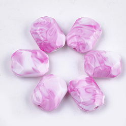 Орхидея Акриловые бусины, Стиль имитация драгоценных камней, два тона, граненые, прямоугольные, сиреневые, 24x18.5x8.5 мм, Отверстие : 3 мм , около 175 шт / 500 г