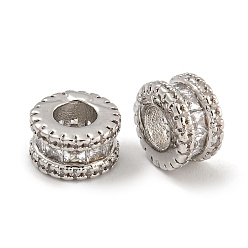 Платина Покрытие стойки латунь микропаве прозрачные кубические циркониевые бусины, без свинца и без кадмия, долговечный, платина, 8.5x5 мм, отверстие : 4 мм