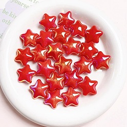 Красный Пластиковые бусины с УФ-покрытием, переливающаяся звезда, красные, 22x22 мм, отверстие : 2.8 мм