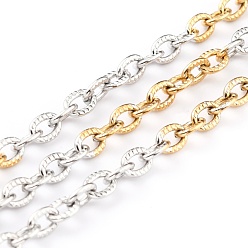 Золотой & Цвет Нержавеющей Стали Двухцветные 304 канатные цепи из нержавеющей стали, с катушкой, , несварные, золотые и нержавеющая сталь цвет, 4.5x3x0.7 мм, 32.8 футов (10 м) / рулон