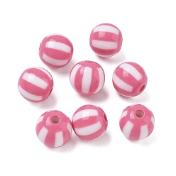 Ярко-Розовый Непрозрачные акриловые бусины, круглый с полосой, ярко-розовый, 11.5 мм, отверстие : 3 мм, 555 шт / 500 г
