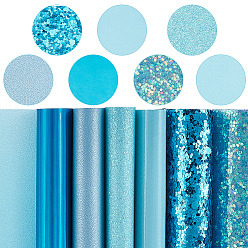 Темно-бирюзовый ПВХ искусственная кожа ткань, поделки товары для рукоделия, прямоугольные, темные бирюзовый, 330x200x0.5 мм, 7 шт / комплект