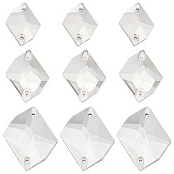 Кристалл 72шт 3 стиль неправильный ромб стекло пришитый стразы, плоская задняя и задняя, граненые, кристалл, 17~26x14~22x4.5~5.5 мм, отверстие : 0.8~1 мм