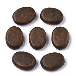 Kokosnuss braun Bemalte Naturholzperlen, ellipsenförmige, Kokosnuss braun, 18x14x5.5 mm, Bohrung: 1.5 mm