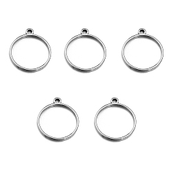 Ring Не тускнеющие 10шт. подвески из нержавеющей стали, открытая задняя панель, цвет нержавеющей стали, кольцо, 25x22 мм