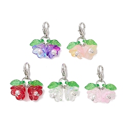 Платина Подвесные украшения из акрила и стекла «Ландыш», Подвеска-застежка-когти омара для украшения сумки, платина, 27 мм