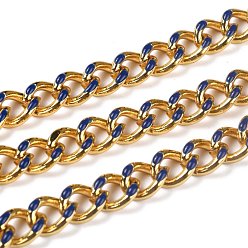 Marineblau Panzerkette aus goldener Messing-Emaille, verdrillten Kette, cadmiumfrei und bleifrei, langlebig überzogen, mit Spule, ungeschweißte, marineblau, 10.5x8x3.5 mm, 32.8 Fuß(10m)/Rolle