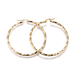 Золотой Серьги из 201 нержавеющей стали, с 304 штифта из нержавеющей стали, форма витого кольца, золотые, 59x2.5 мм, 10 датчик, штифты : 0.7 мм