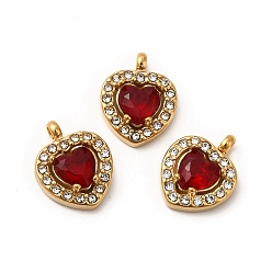 (123L) Белый крем непрозрачный блеск Вакуумное покрытие pvd 304 подвески из нержавеющей стали с кубическим цирконием, со стразами, сердце прелести, огнеупорный кирпич, 12.5x10x3.5 мм, отверстие : 1.8 мм