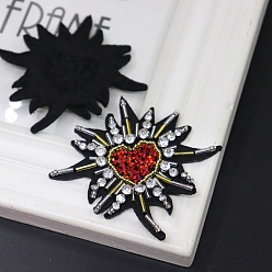 Красный Аппликации священного сердца, байковая основа, стеклянные стразы, ручная работа, украшение из бисера, аксессуары, красные, 75x70 мм