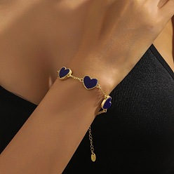 Полуночно-синий Браслеты из цинкового сплава и акрила ко Дню святого Валентина, сердце, темно-синий, 6-7/8 дюйм (17.5 см)