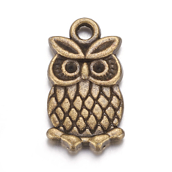 Античная Бронза Металлический сплав подвески горный хрусталь настройки, без свинца и без кадмия, для Хэллоуина, сова, античная бронза, 20x10x2 мм, отверстие : 2 мм