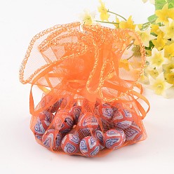 Оранжевый Сумочки из органзы, с блестками, подарочные пакеты, оранжевые, 26.2 см