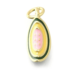 Cantaloupe Латунь с эмалевыми подвесками, долговечный, без свинца и без кадмия, реальный 18 k позолоченный, с целью перехода в кольце, мускусная дыня, 14x6x5.5 мм, отверстие : 3.2 мм