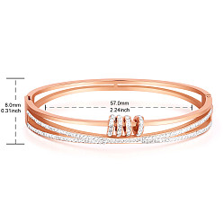Rose Gold SHEGRACE Titanium Steel Bangles, Cut Out Hinged Bangles, with Grade AAA Cubic Zirconia, Rose Gold, 2-1/4 inch(5.7cm)