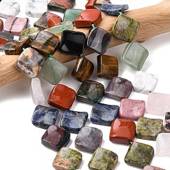 Смешанные камни Природных драгоценных камней смешанного бисер нитей, витую ромб, смешанные окрашенные и неокрашенные, 19~21x20~22x5~6 мм, отверстие : 0.9~1.2 мм, около 21 шт / нитка, 15.94~16.26'' (40.5~41.3 см)