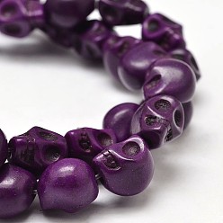 Purple Dyed Synthetic Turquoise Bead Strands, Skull, Purple, 8x6x7mm, Hole: 1mm, about 48~49pcs/strand, 15.3~15.5 inch