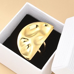 Half Round 304 открытая манжета из нержавеющей стали для женщин, реальный 18 k позолоченный, полукруглый, полукруглый: 29x29 мм, регулируемый