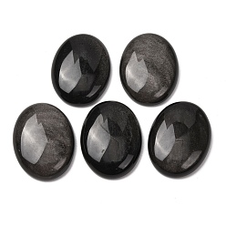 Silver Sheen Obsidian Кабошоны из натурального обсидиана с серебристым блеском, овальные, 40x30x8.5 мм