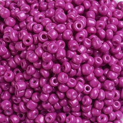 Magenta Baking Paint Glass Seed Beads, Magenta, 6/0, 4~5x3~4mm, Hole: 1~2mm, about 4500pcs/bag