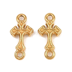 Real 18K Gold Plated 304 Stainless Steel Connector Charms, Cross Links, Ion Plating(IP), Long-Lasting Plated, Real 18K Gold Plated, 11.5x5.5x2mm, Hole: 1mm, about 15pcs/bag