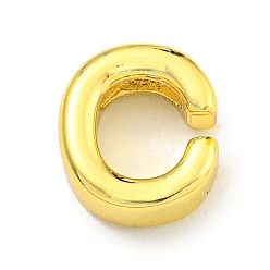 Letter C Латунные бусины, для изготовления именных ожерелий, без кадмия, без никеля и без свинца, реальный 18 k позолоченный, буква С, 8x7x3 мм, отверстие : 1.8x1 мм